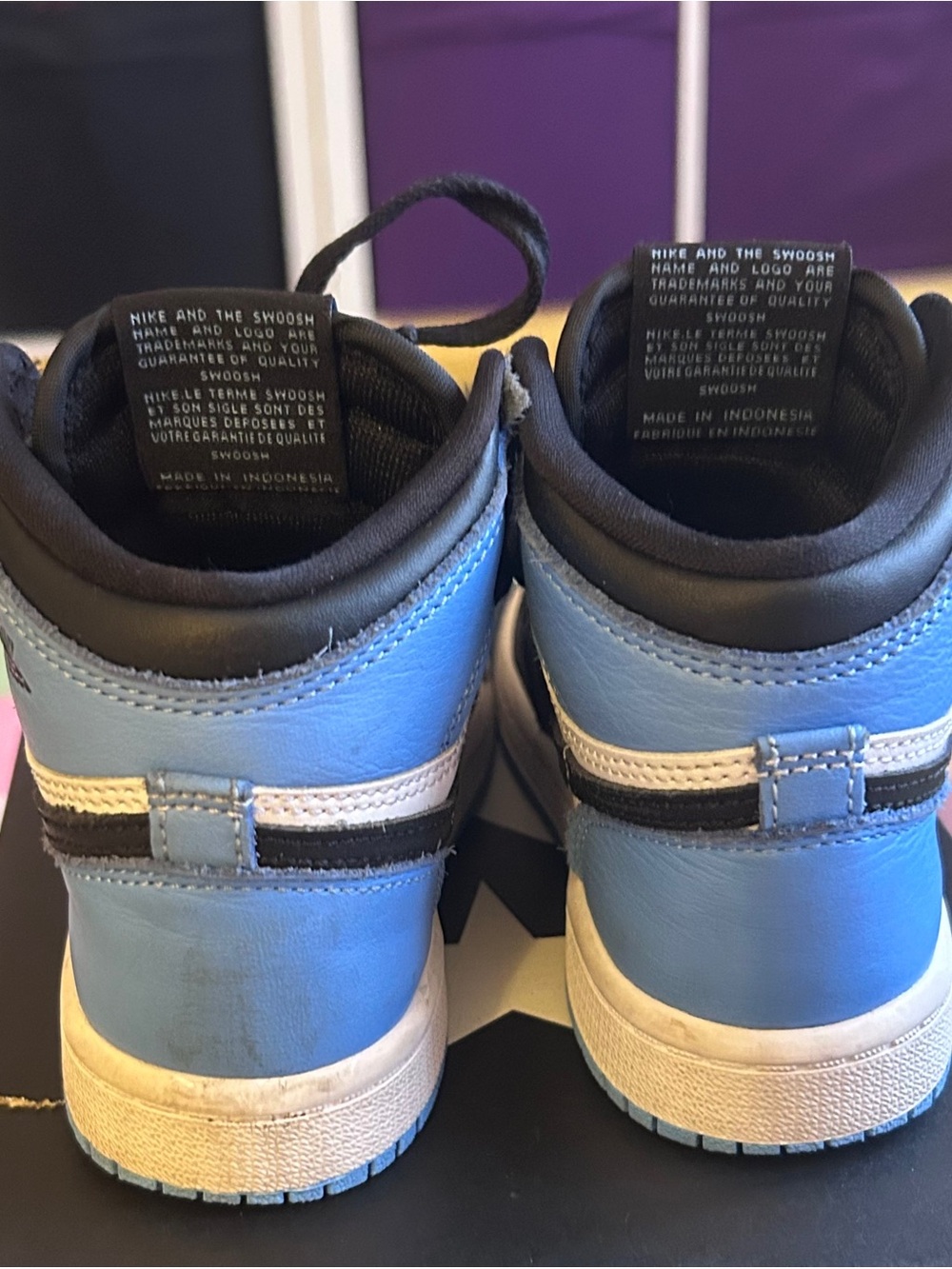 Jordan Kids' High-Top Sneakers in Light Blue/Black/White - Picture 3 of 4
